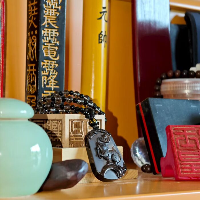 黑曜石-子鼠-挂坠-项链